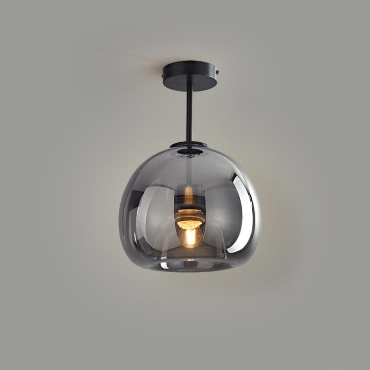 Modern Round Tempered Glass Ball Semi-Flush Mount Ceiling Light