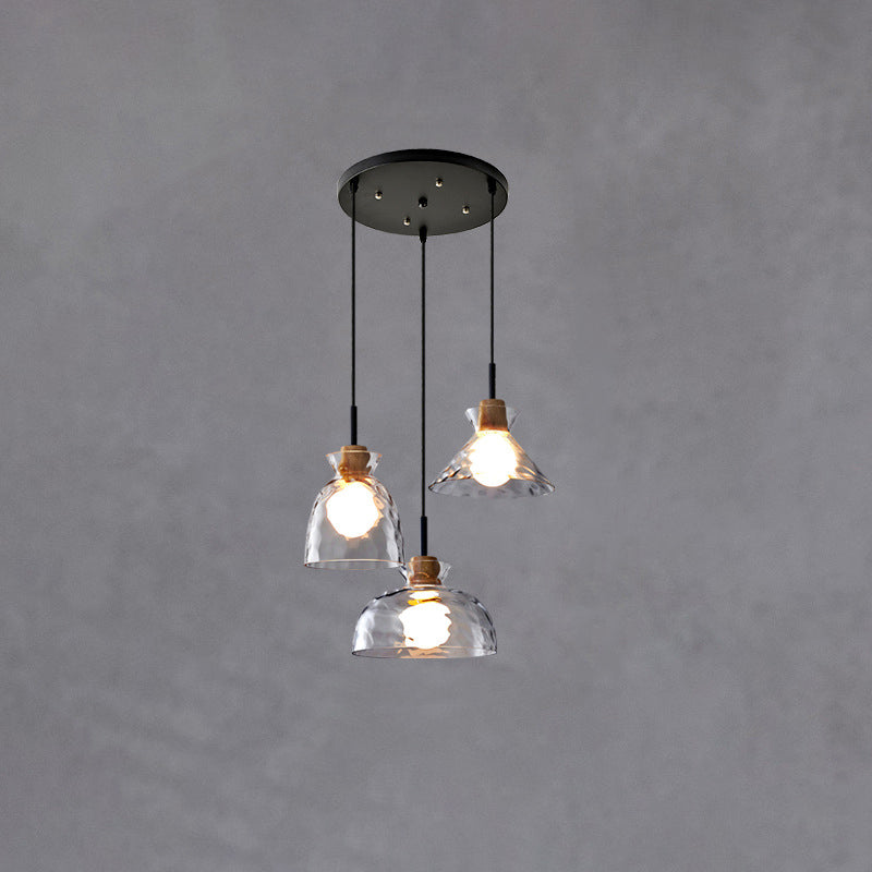 Nordic Clear Rippled Glass Shaded Pendant Light