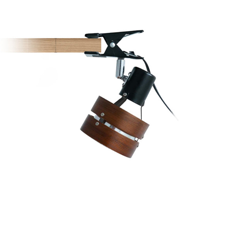 Traditional Japanese Round Clip Wood Iron Acrylic Table Lamp