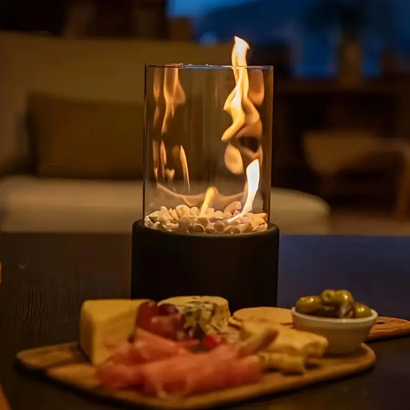 Brasero de table au bioéthanol | cheminée-lanterne portable sans fumée pour intérieur et extérieur