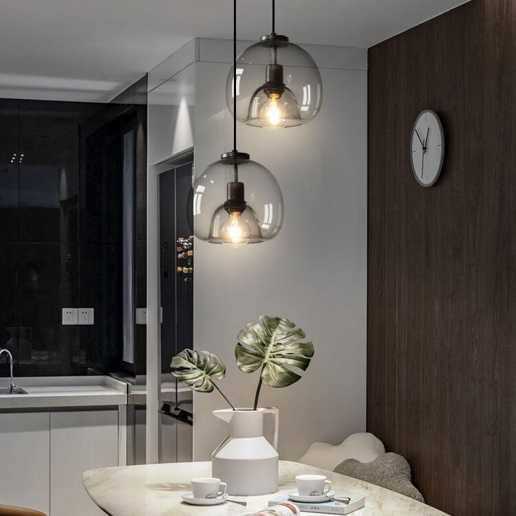 Minimalist Smoked Glass Pendant Light | Dome Shade
