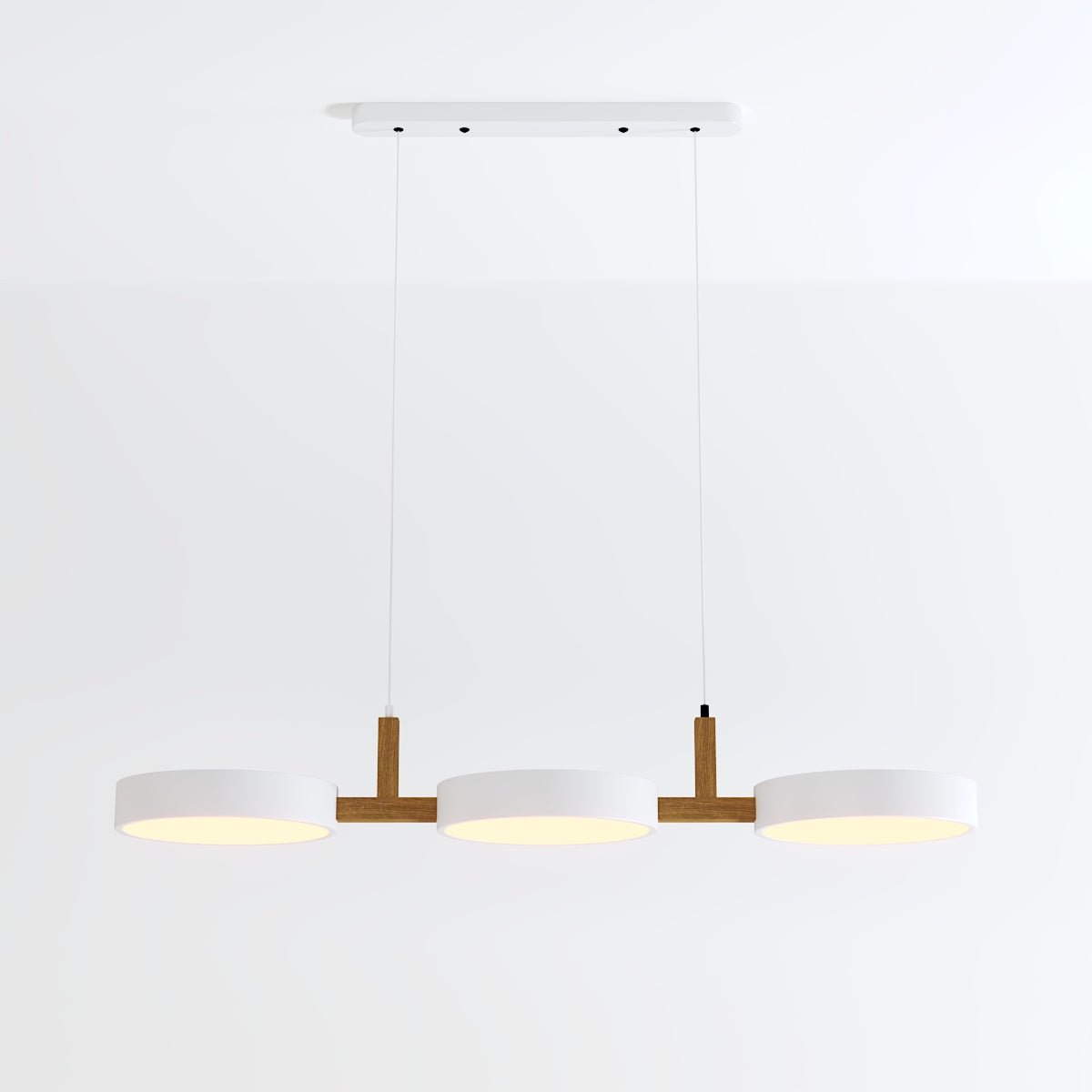 Contemporary Wood Metal Pendant Light Coloured Disc LED View 11