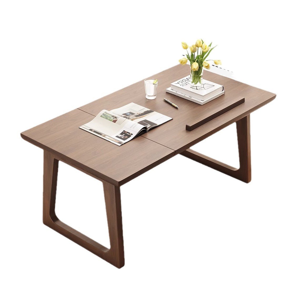 Japanese Solid Wood Foldable Side Table Tilting Top View 12