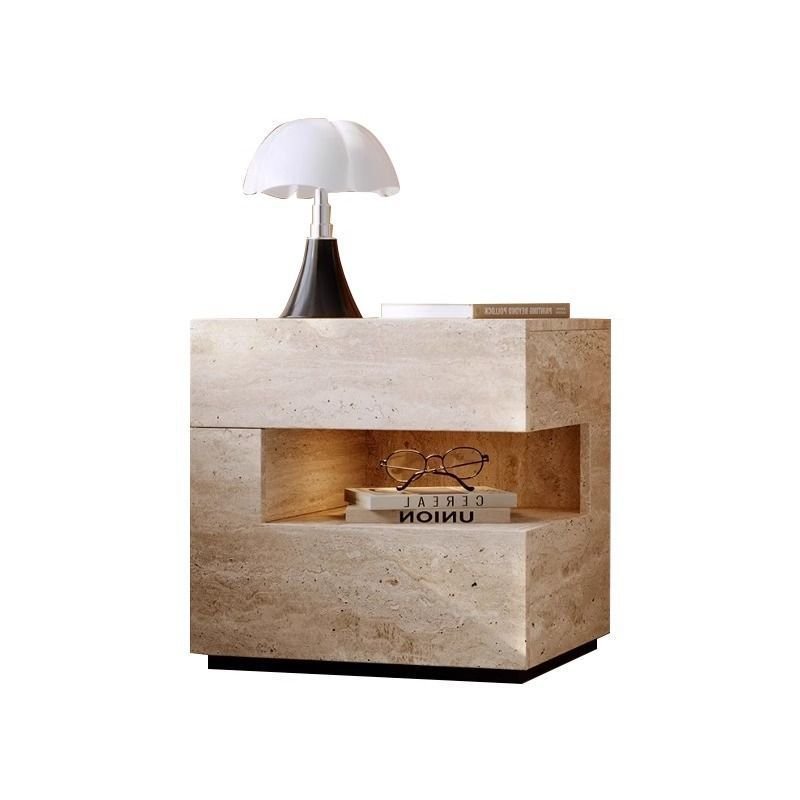 Vintage MDF 2-Drawer Nightstand Open Cubby Alternate
