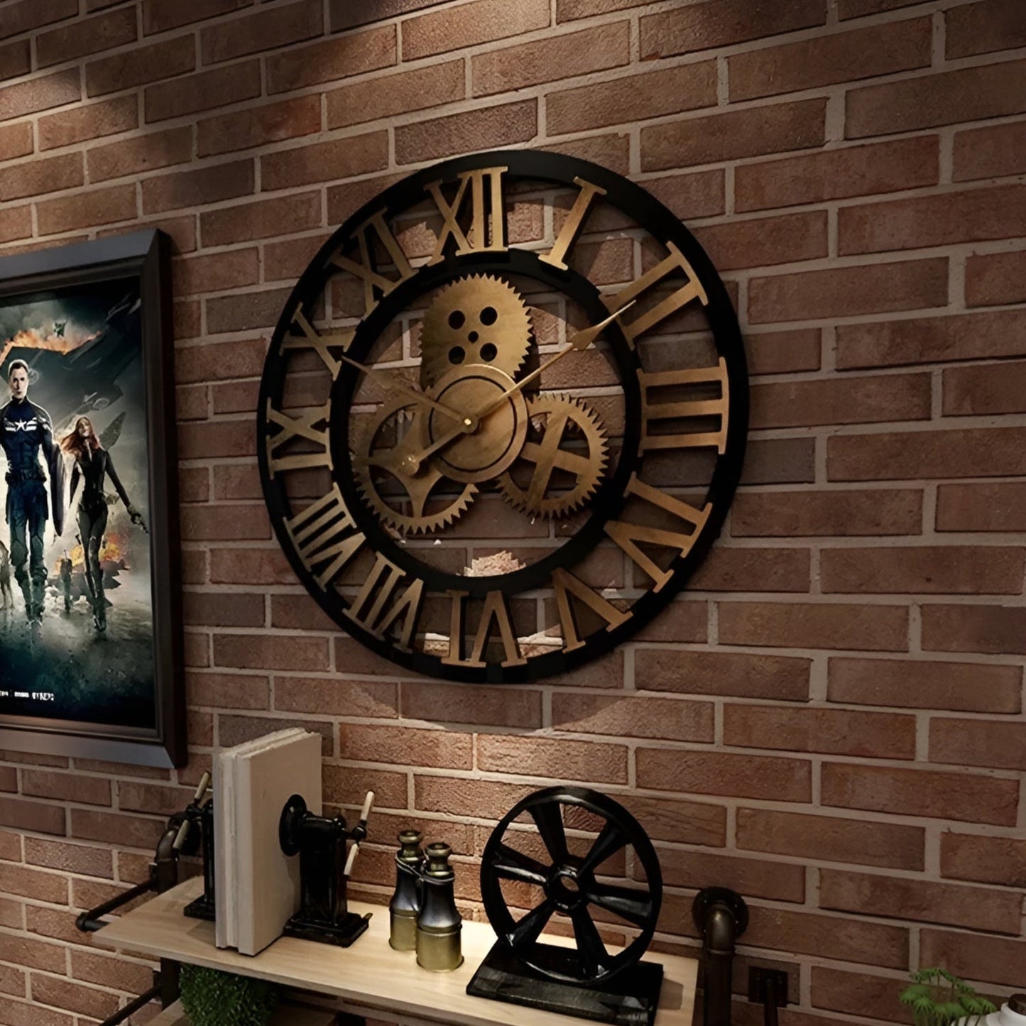 Industrial Wall Clock | Gear Design For Living Room & Office