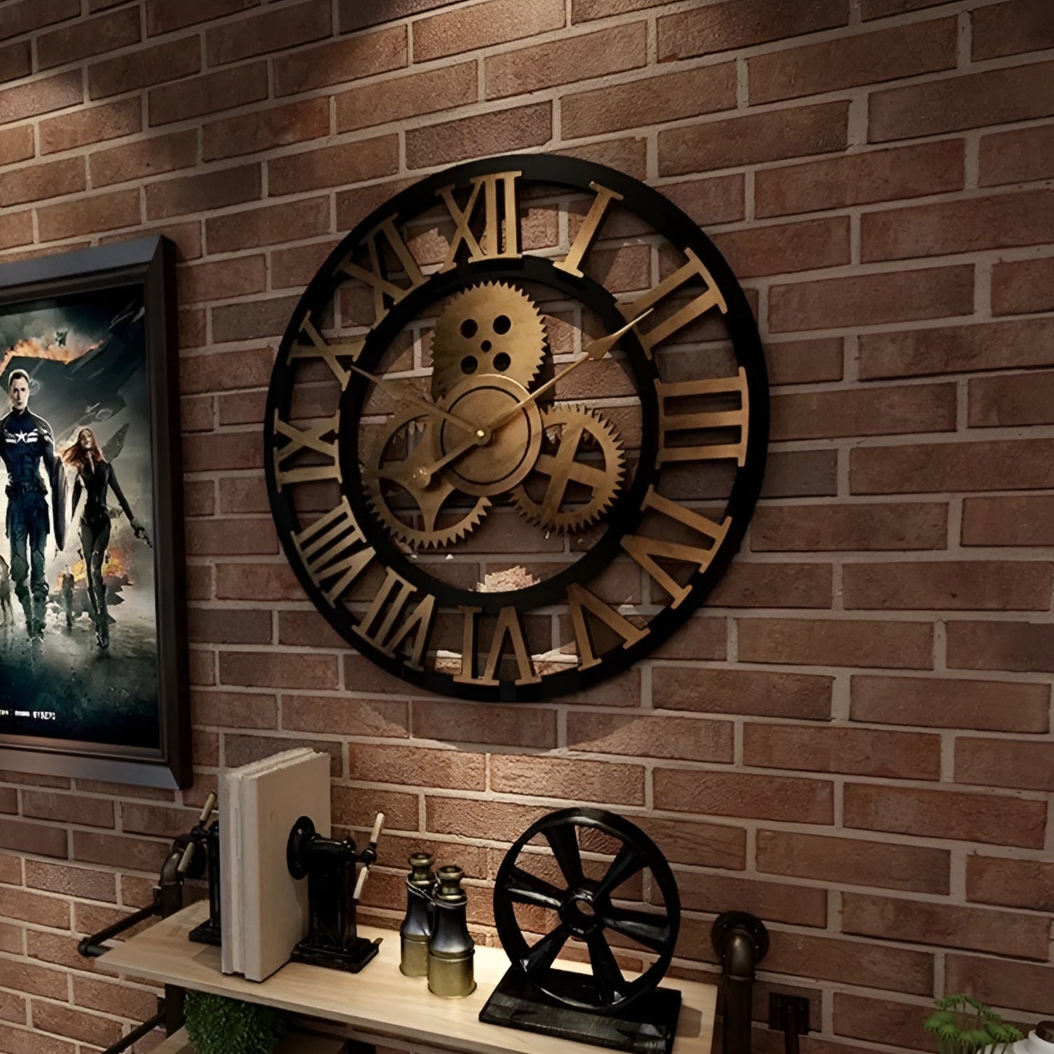 Industrial Wall Clock | Gear Design For Living Room & Office