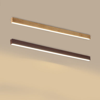Modern Minimalist Wood LED Strips Flush Mount Ceiling Light