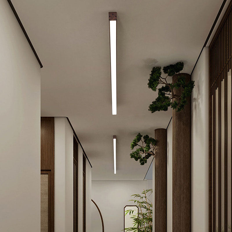 Modern Minimalist Wood LED Strips Flush Mount Ceiling Light