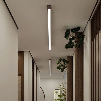 Modern Minimalist Wood LED Strips Flush Mount Ceiling Light