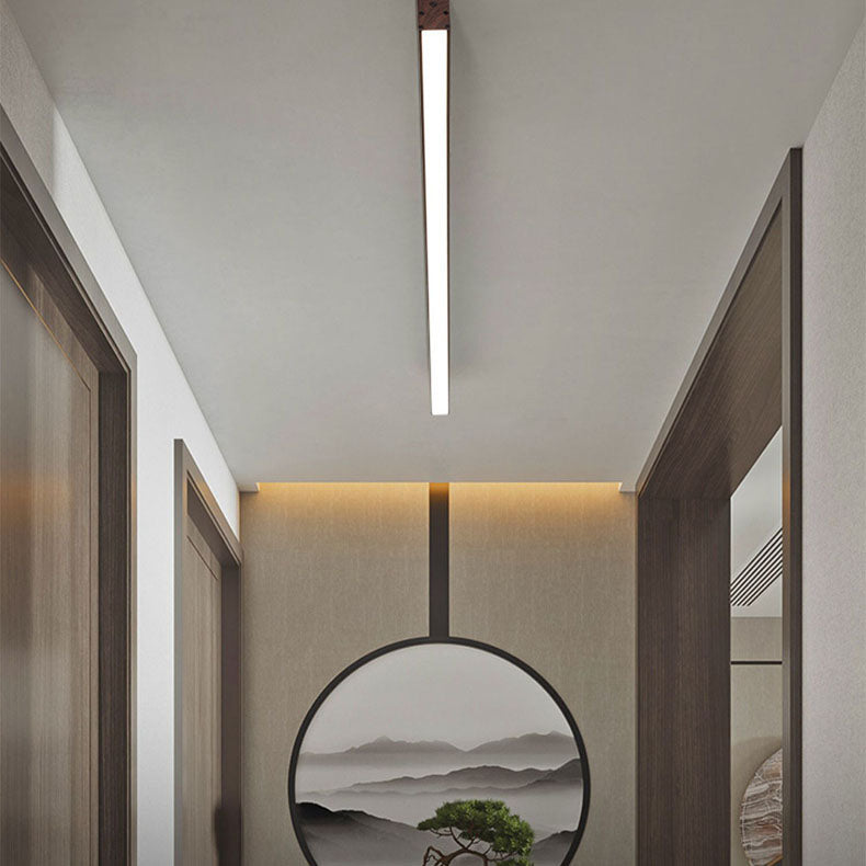 Modern Minimalist Wood LED Strips Flush Mount Ceiling Light