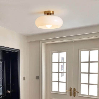 Modern Retro Round Glass Ceiling Flush Mount Light