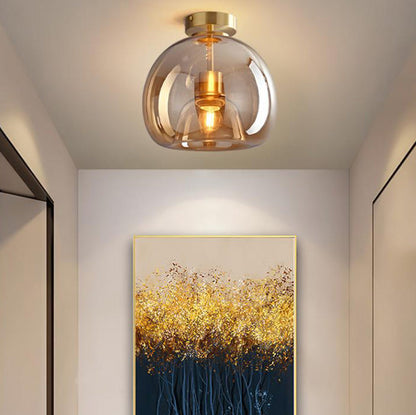 Modern Round Tempered Glass Ball Semi-Flush Mount Ceiling Light