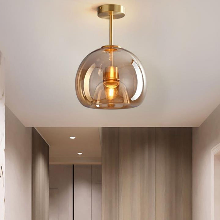 Modern Round Tempered Glass Ball Semi-Flush Mount Ceiling Light
