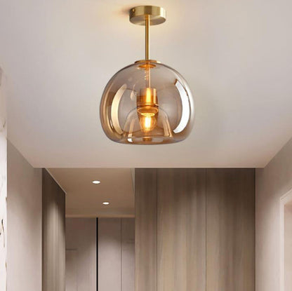 Modern Round Tempered Glass Ball Semi-Flush Mount Ceiling Light