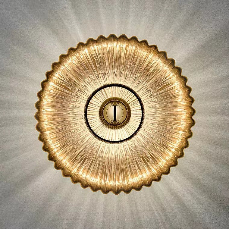 Nordic Vintage Striped Glass Round Wall Sconce Lamp