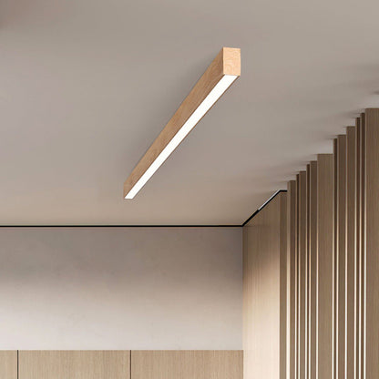 Modern Minimalist Wood LED Strips Flush Mount Ceiling Light