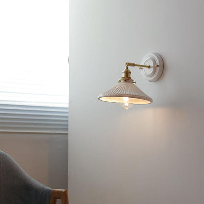 Vintage Japanese Ceramic Brass Wall Sconce Lamp