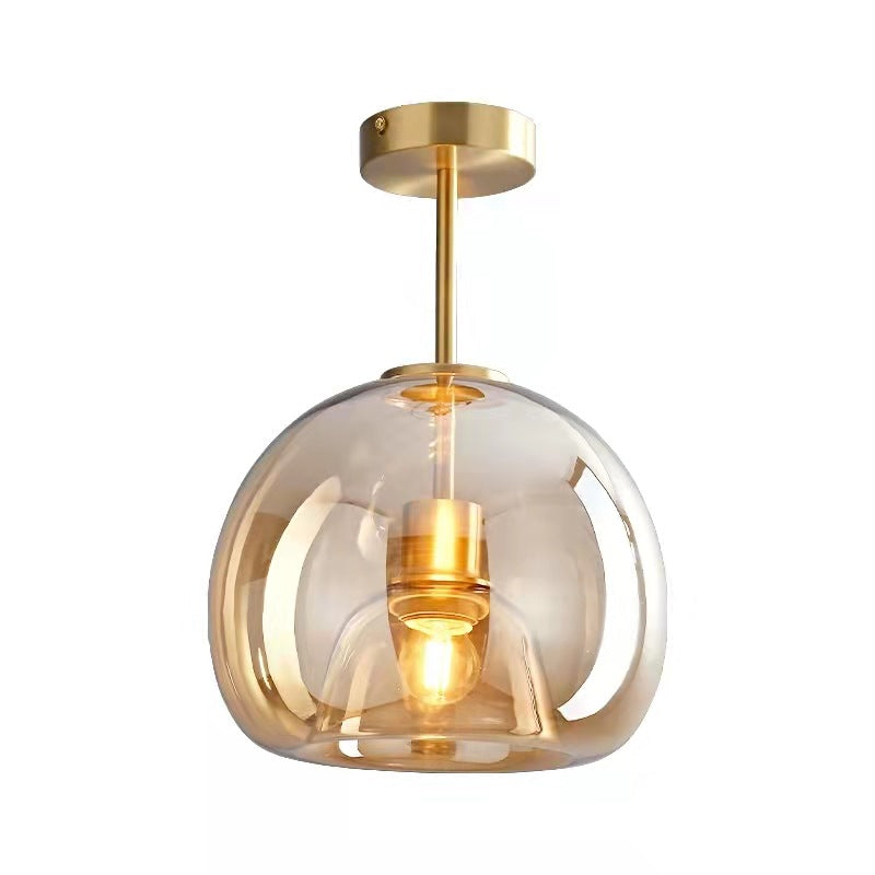 Modern Round Tempered Glass Ball Semi-Flush Mount Ceiling Light