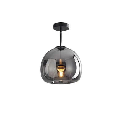 Modern Round Tempered Glass Ball Semi-Flush Mount Ceiling Light