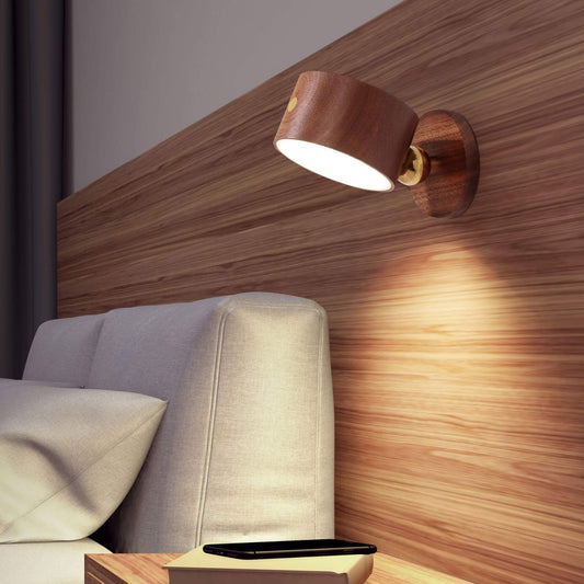 Wooden USB Touch LED Night Light Wall Sconce Lamp