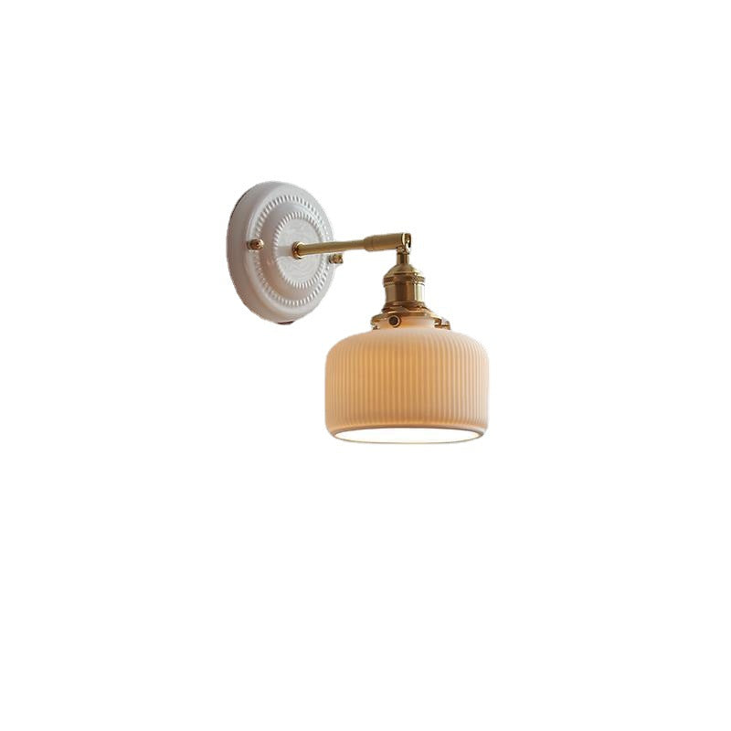Vintage Japanese Ceramic Brass Wall Sconce Lamp