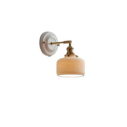 Vintage Japanese Ceramic Brass Wall Sconce Lamp