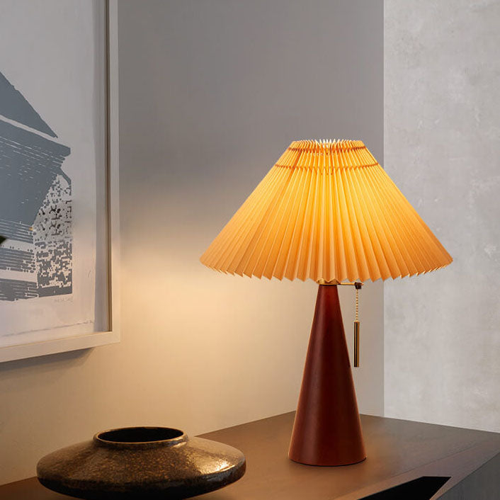 Japanese Minimalist Vintage Pleated Wooden LED Table Lamp