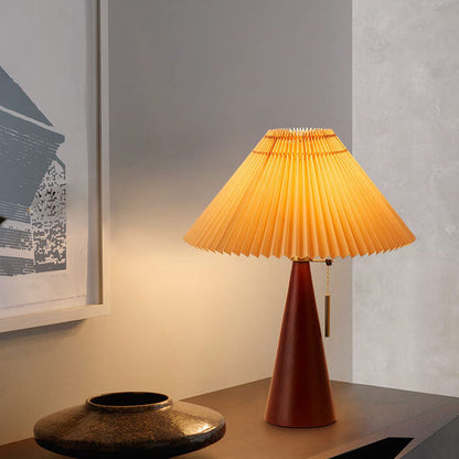 Japanese Minimalist Vintage Pleated Wooden LED Table Lamp