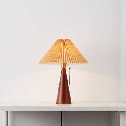 Japanese Minimalist Vintage Pleated Wooden LED Table Lamp