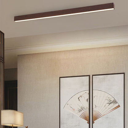 Modern Minimalist Wood LED Strips Flush Mount Ceiling Light