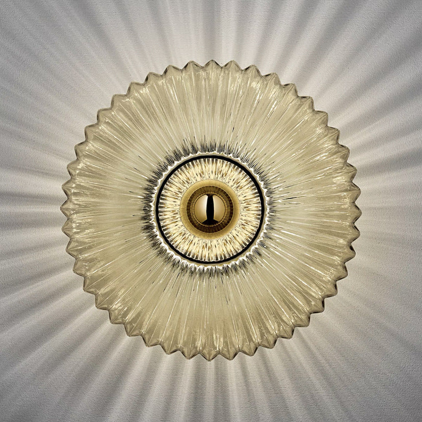 Nordic Vintage Striped Glass Round Wall Sconce Lamp