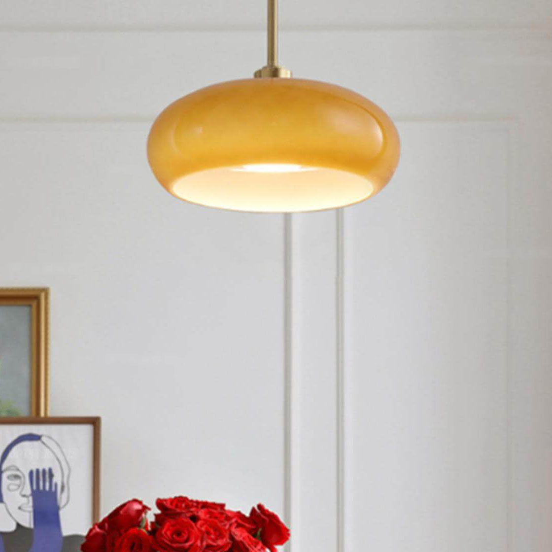 Modern Retro Round Glass Ceiling Flush Mount Light