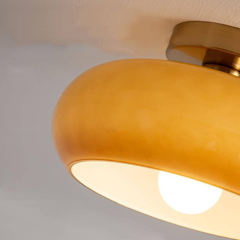 Modern Retro Round Glass Ceiling Flush Mount Light