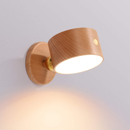 Wooden USB Touch LED Night Light Wall Sconce Lamp