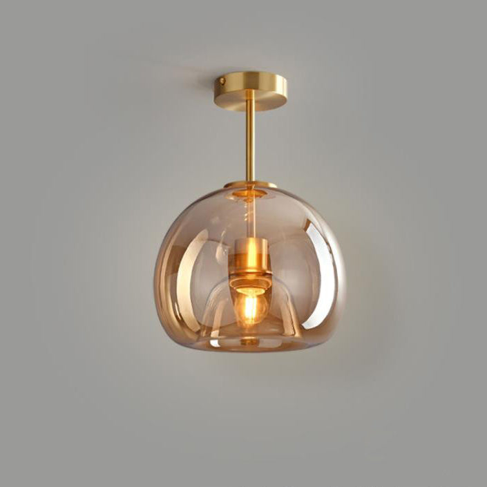 Modern Round Tempered Glass Ball Semi-Flush Mount Ceiling Light