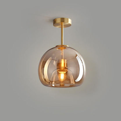 Modern Round Tempered Glass Ball Semi-Flush Mount Ceiling Light