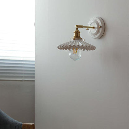Vintage Japanese Ceramic Brass Wall Sconce Lamp