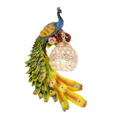 Vintage Resin Peacock Ball Shade Wall Sconce Lamp