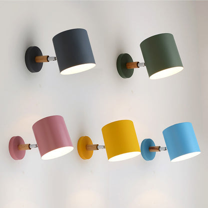 Nordic Macaron Cylinder Rotatable Wall Sconce Lamp