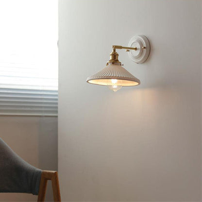 Vintage Japanese Ceramic Brass Wall Sconce Lamp