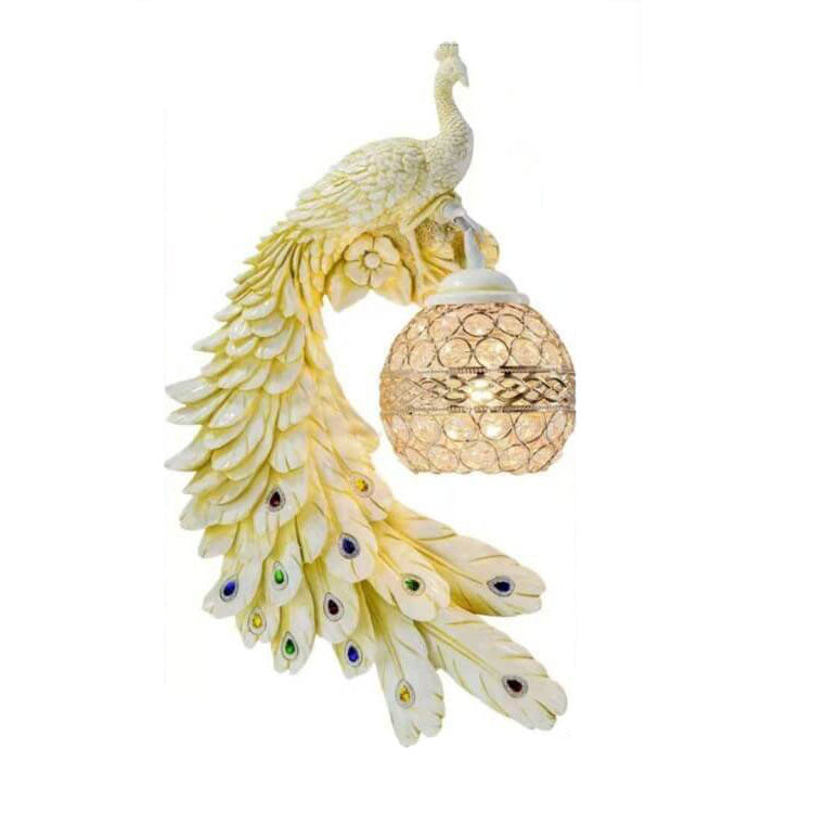 Vintage Resin Peacock Ball Shade Wall Sconce Lamp