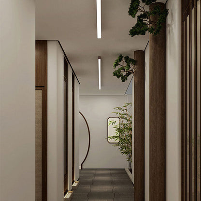 Modern Minimalist Wood LED Strips Flush Mount Ceiling Light
