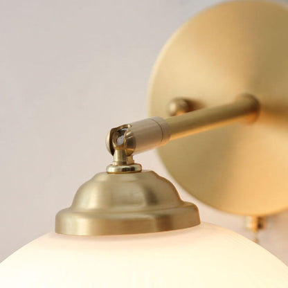 Nordic Striped Milk White Glass Pull Cord Wall Sconce Lamp