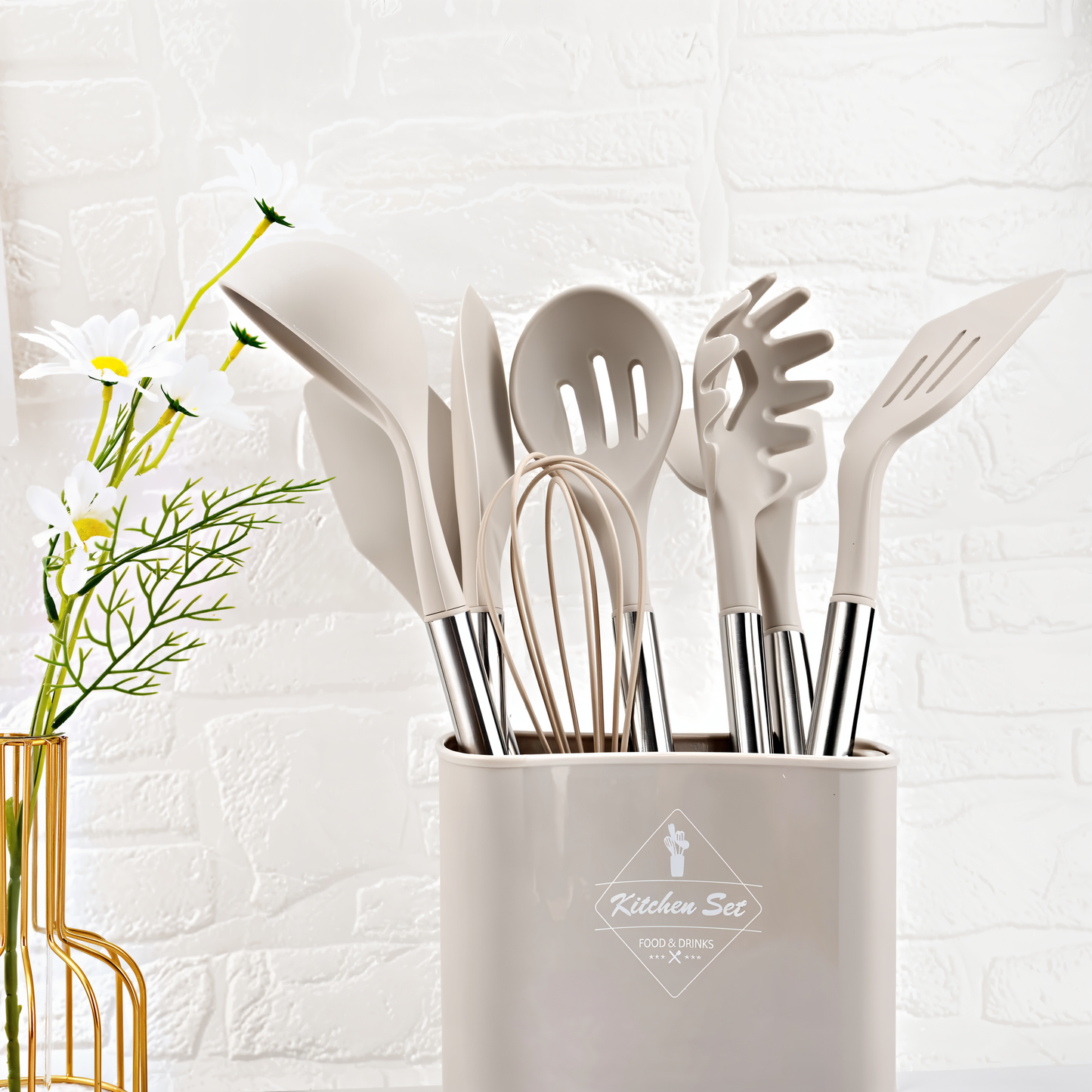 12 Piece Kitchen Utensil Set With Holder Heat Resistant Cooking Tools