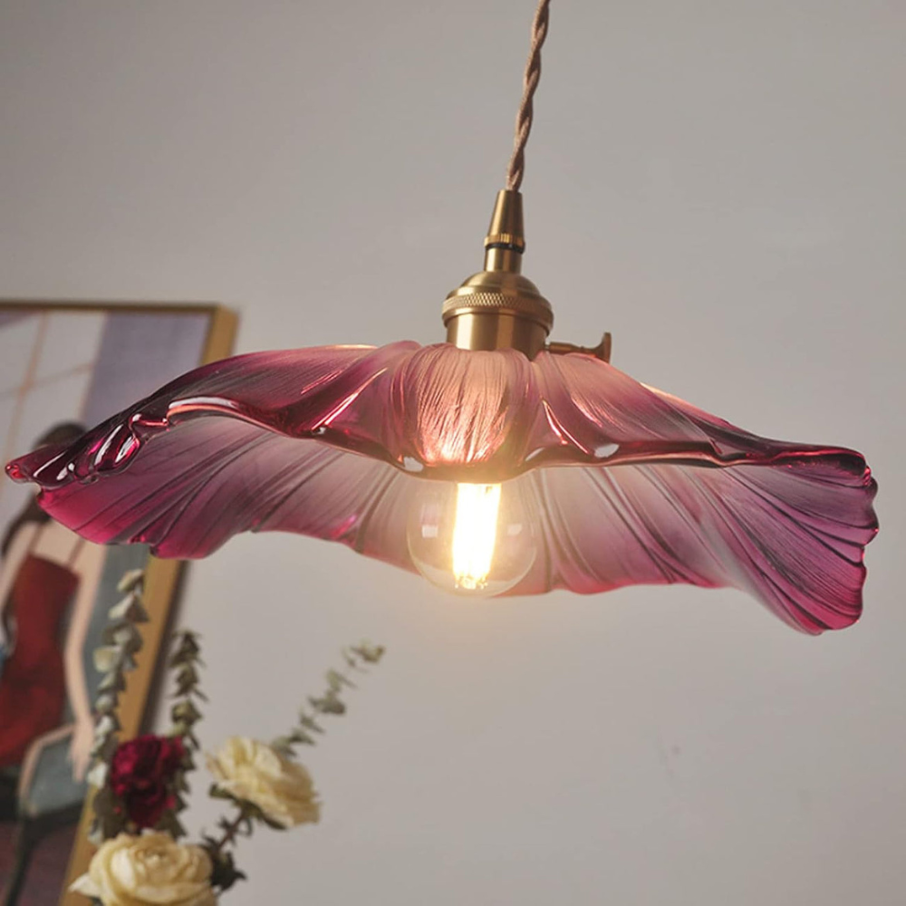 Retro Flower Glass Pendant Light