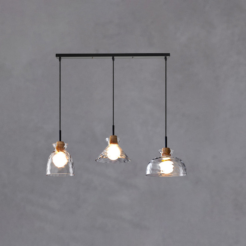 Nordic Clear Rippled Glass Shaded Pendant Light