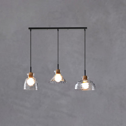 Nordic Clear Rippled Glass Shaded Pendant Light