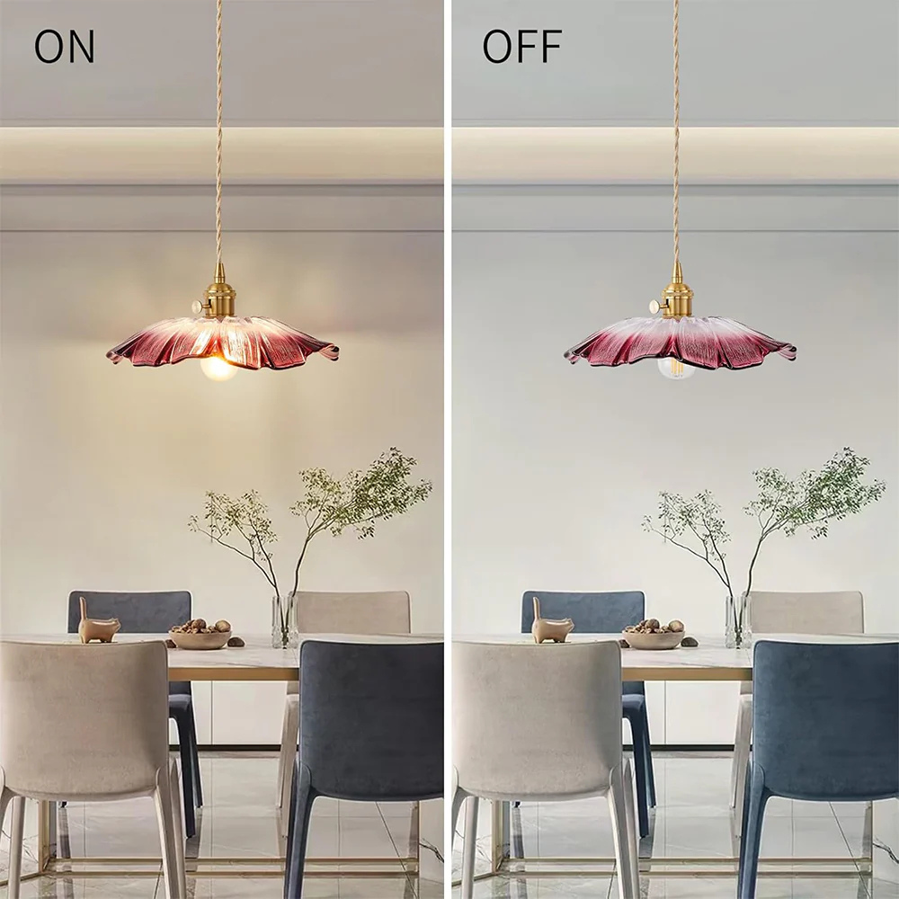 Retro Flower Glass Pendant Light