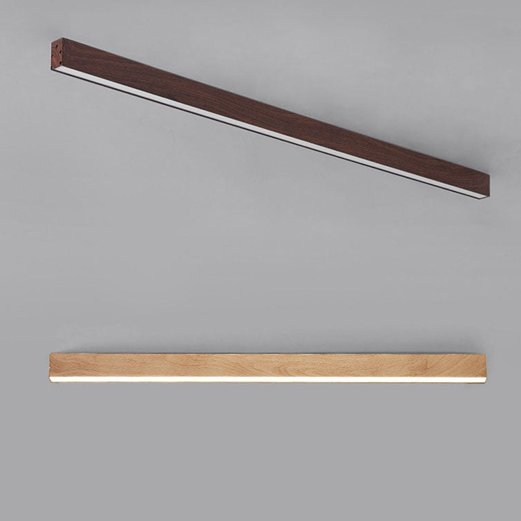 Modern Minimalist Wood LED Strips Flush Mount Ceiling Light