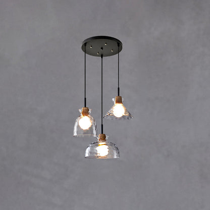 Nordic Clear Rippled Glass Shaded Pendant Light